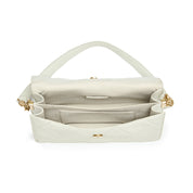 Beige Quilted Leather Flap Shoulder Bag