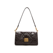 Brown Quilted Leather Flap Shoulder Bag