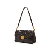 Brown Quilted Leather Flap Shoulder Bag
