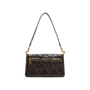 Brown Quilted Leather Flap Shoulder Bag