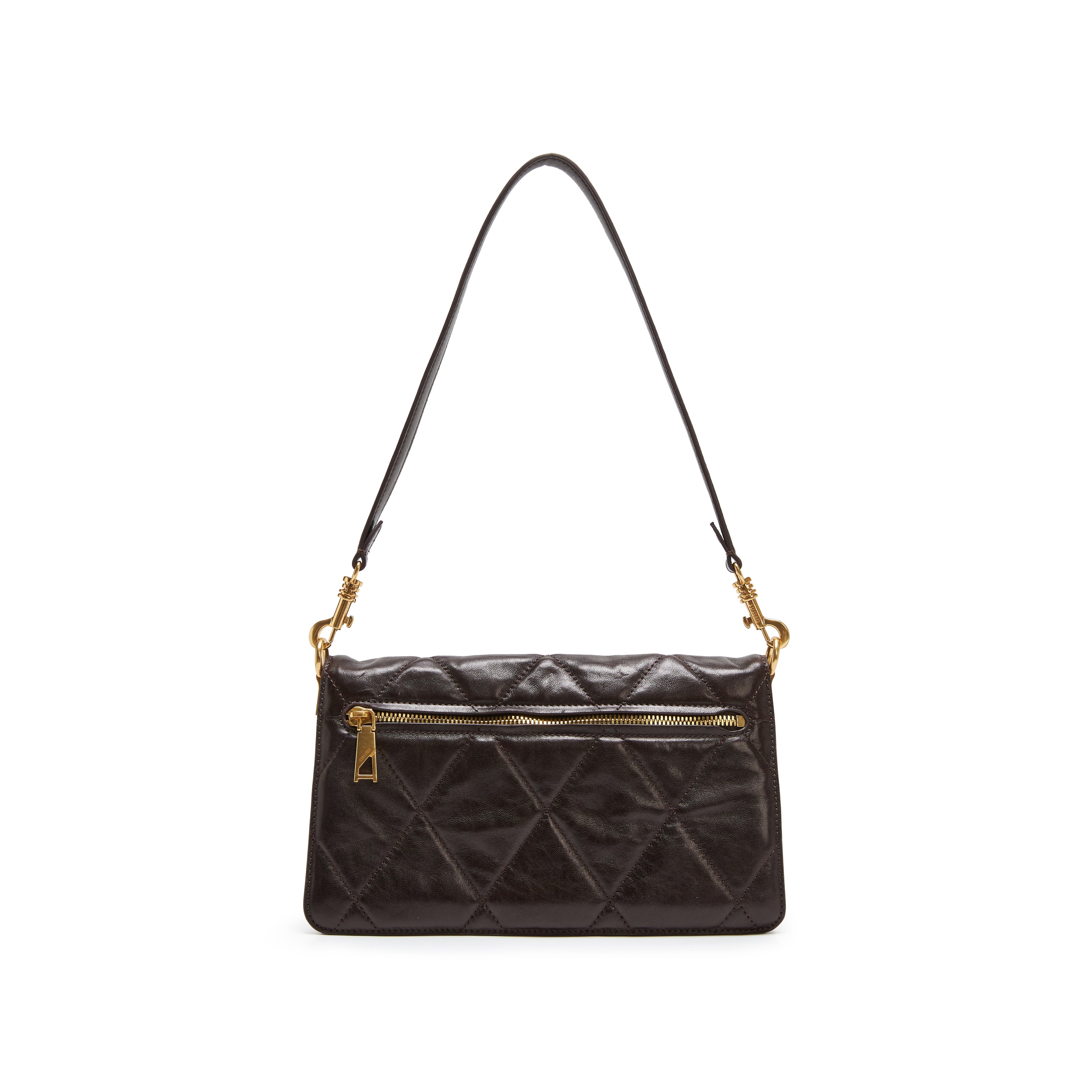 Brown Quilted Leather Flap Shoulder Bag