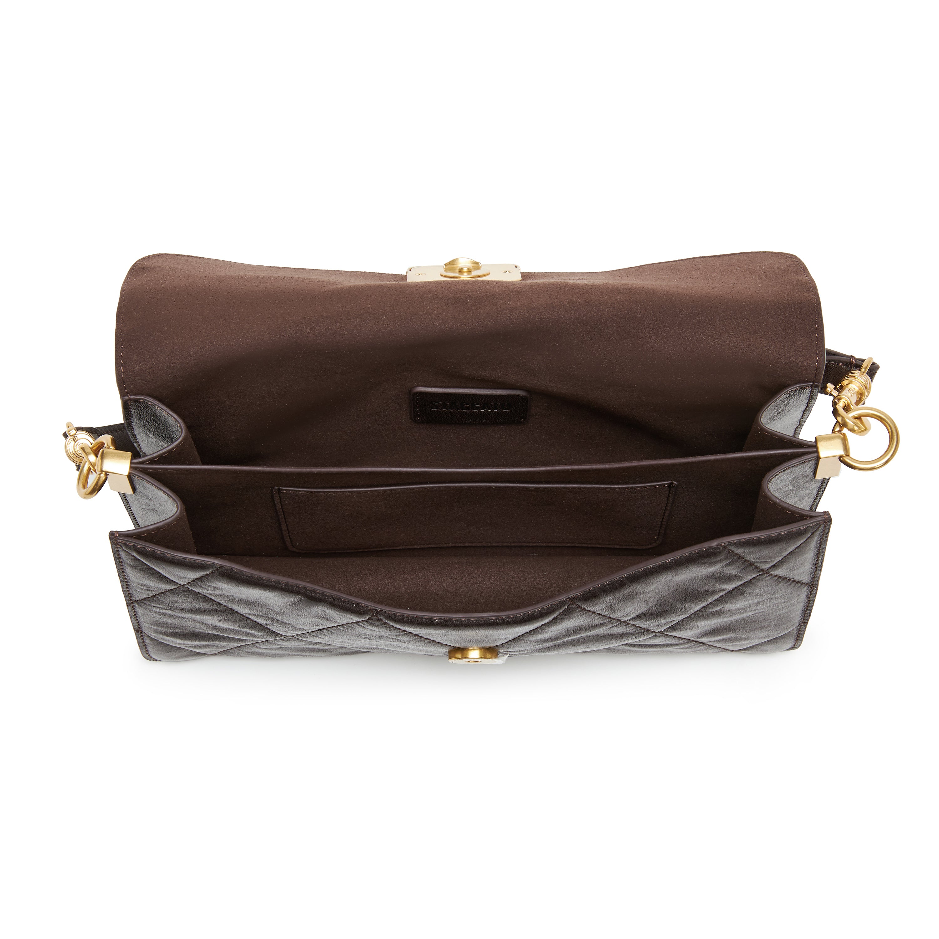 Brown Quilted Leather Flap Shoulder Bag