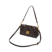 Brown Quilted Leather Flap Shoulder Bag