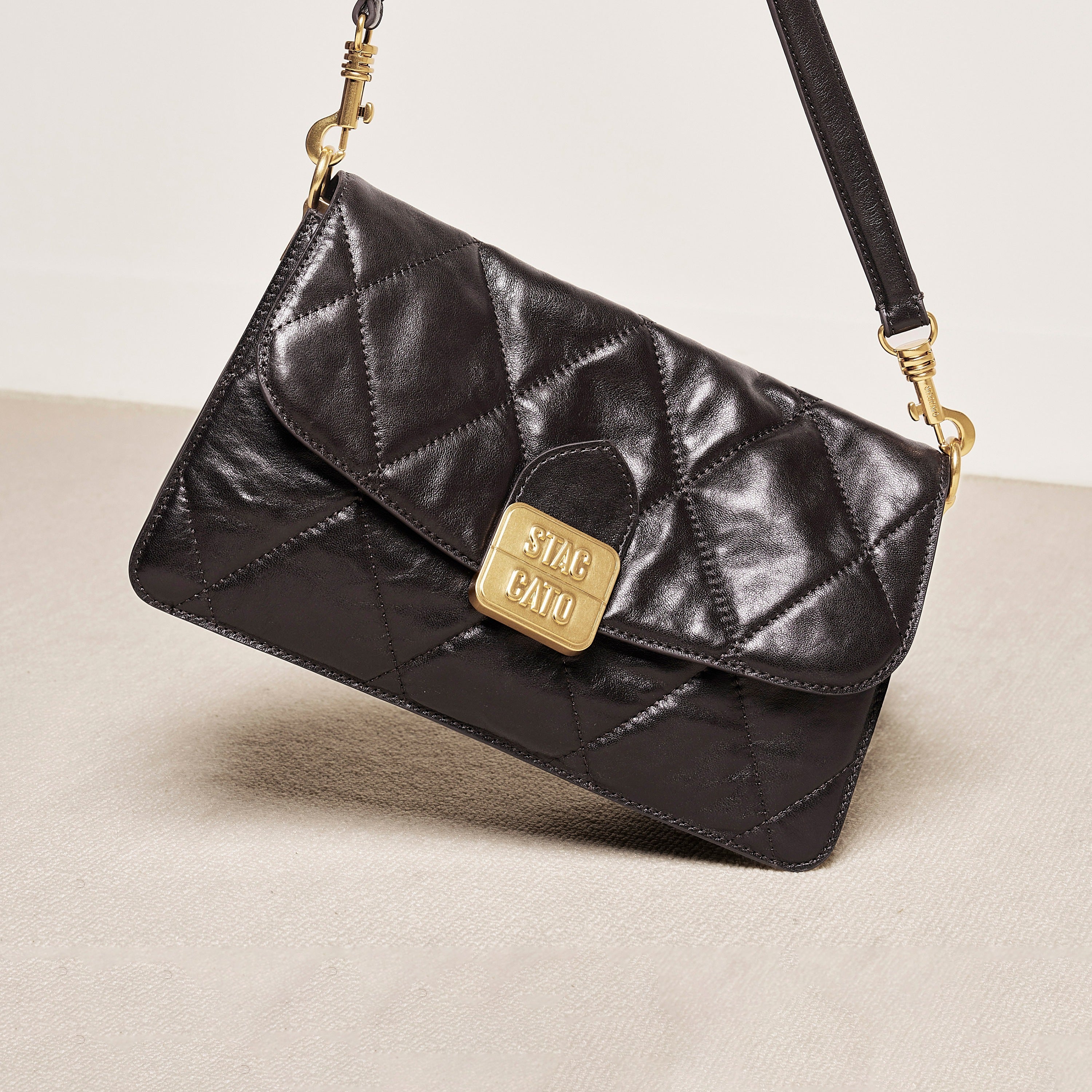 Brown Quilted Leather Flap Shoulder Bag