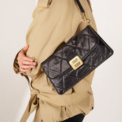 Brown Quilted Leather Flap Shoulder Bag