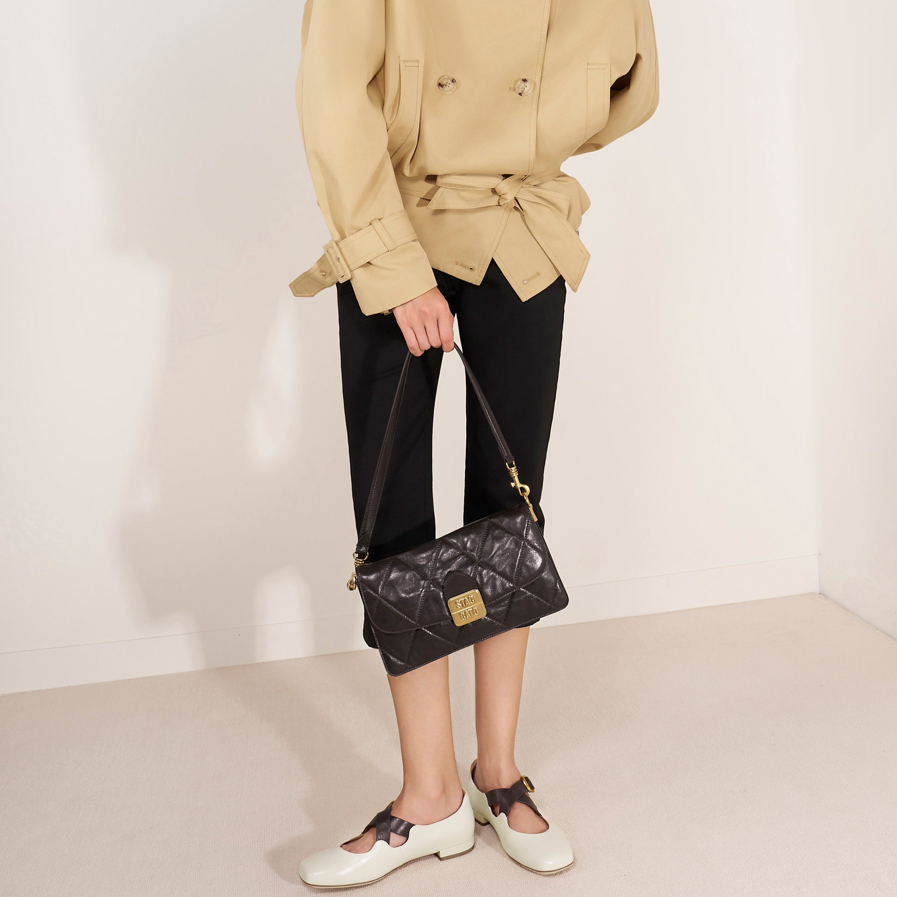 Brown Quilted Leather Flap Shoulder Bag