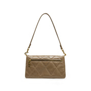 Camel Quilted Leather Flap Shoulder Bag