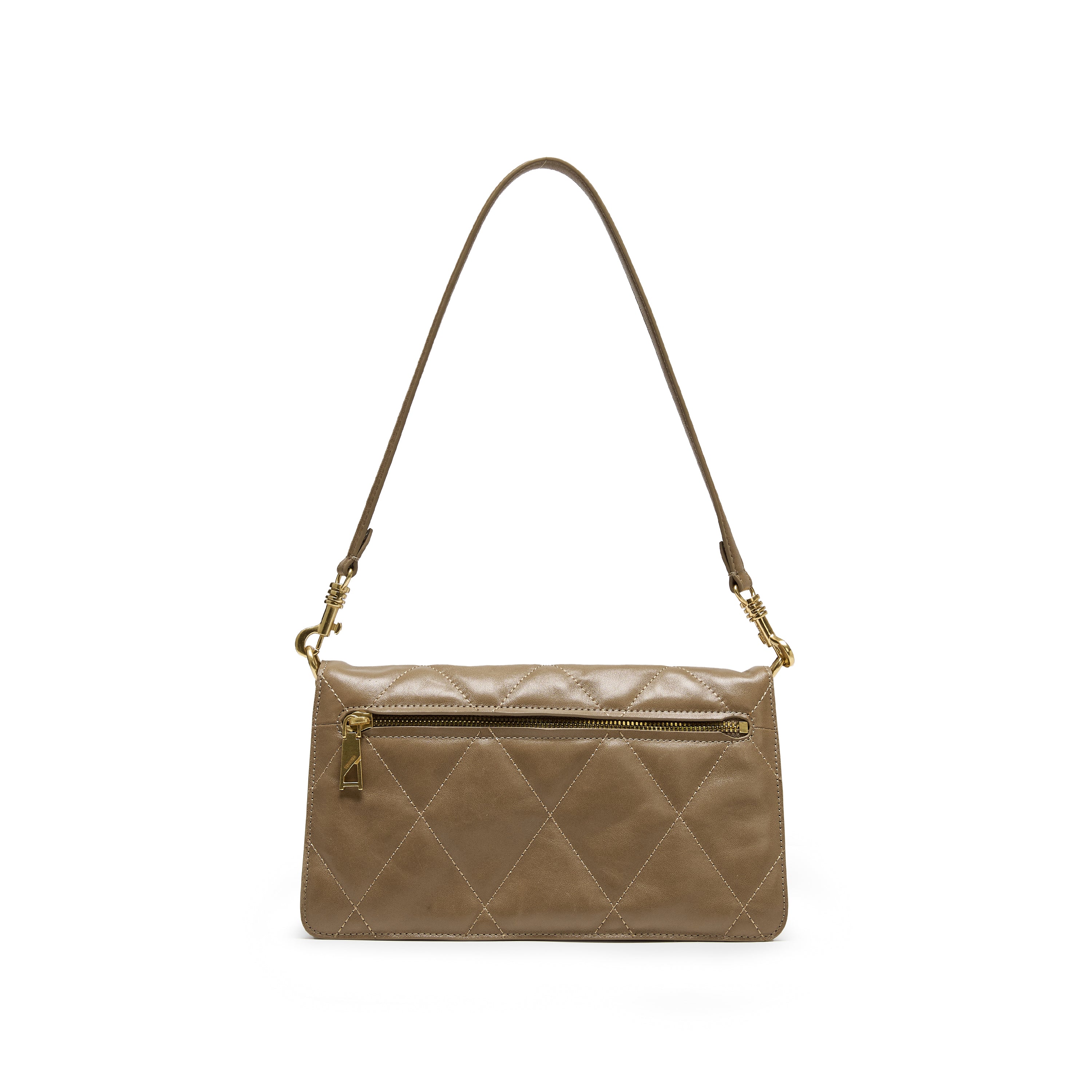 Camel Quilted Leather Flap Shoulder Bag