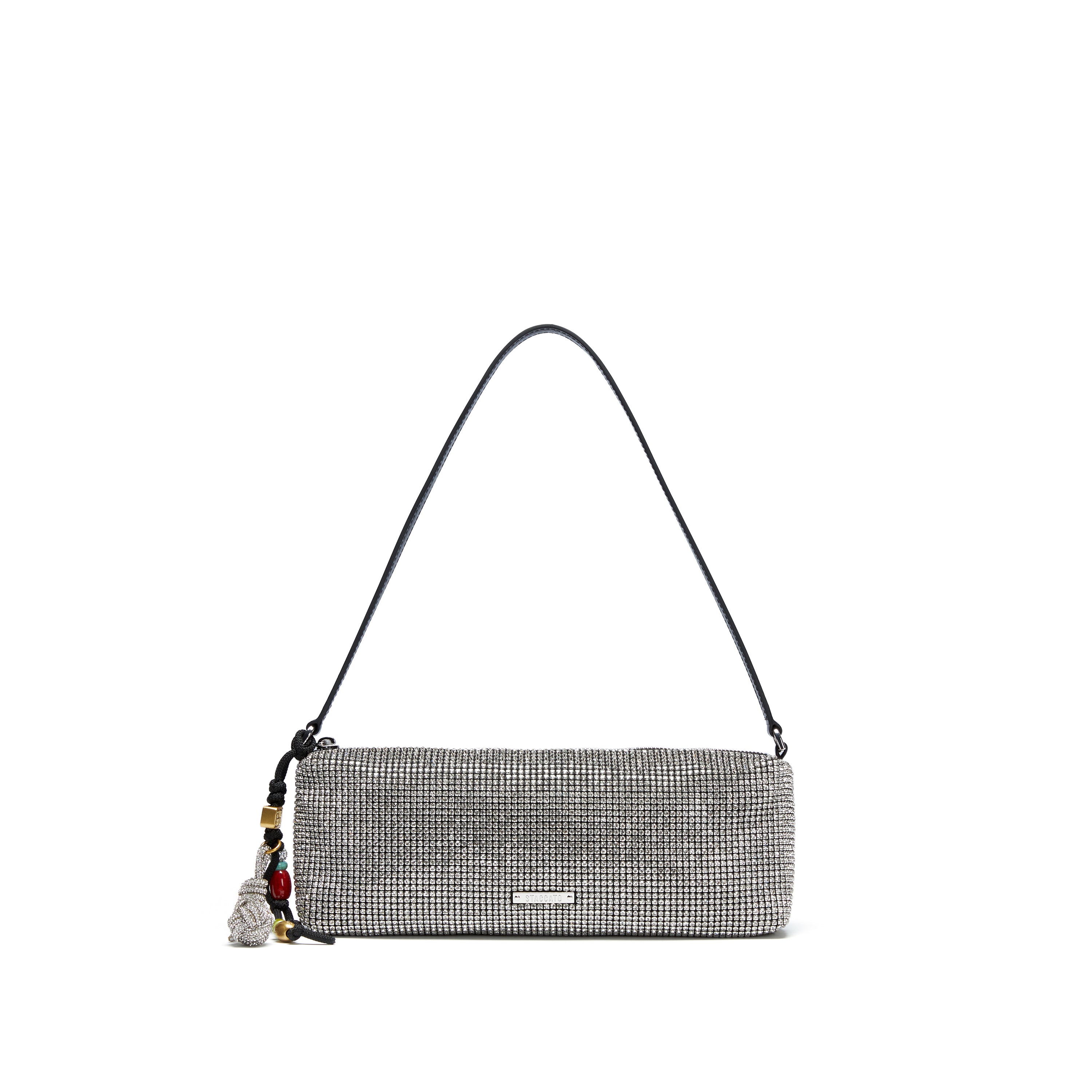 White Rhinestone Charm Shoulder Bag