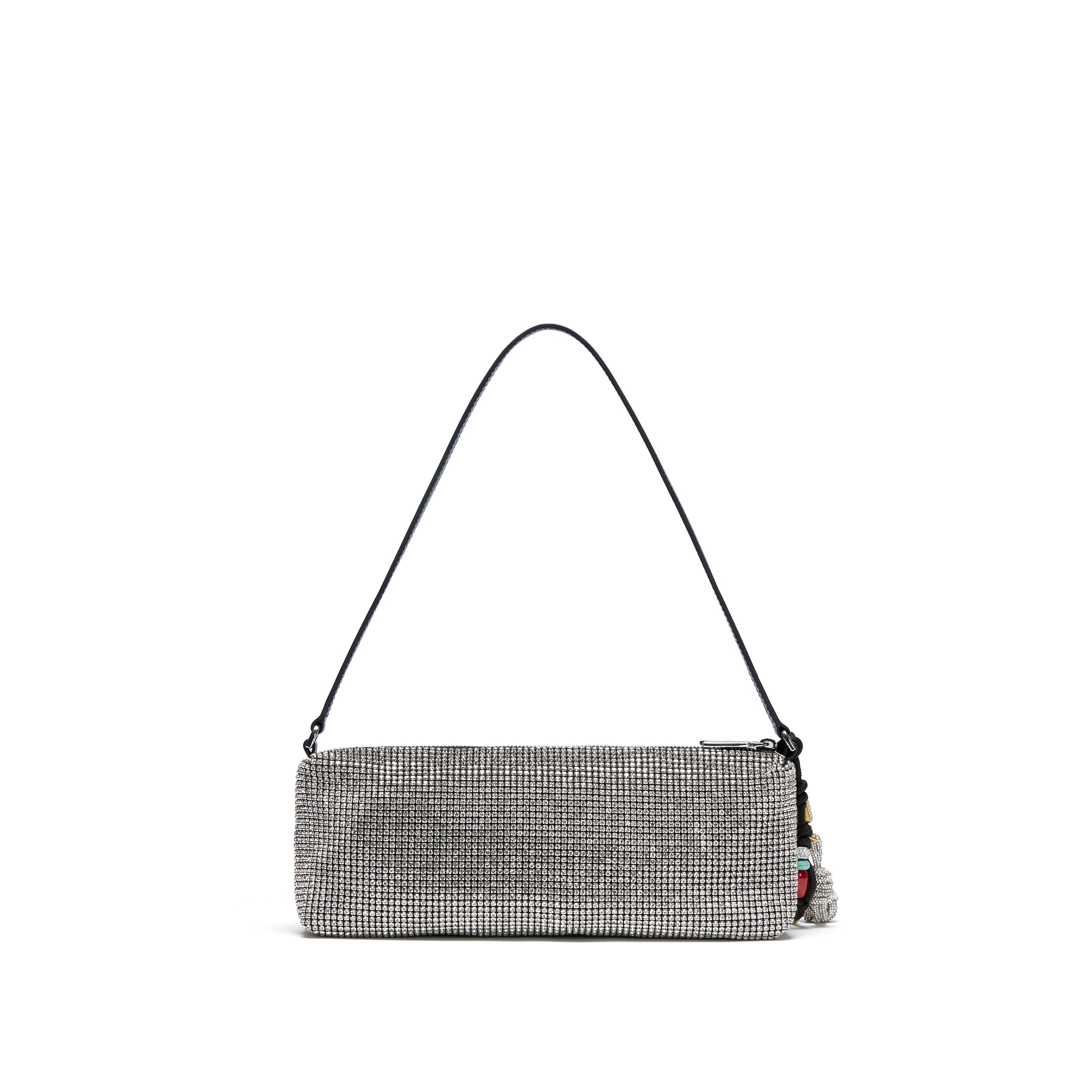 White Rhinestone Charm Shoulder Bag