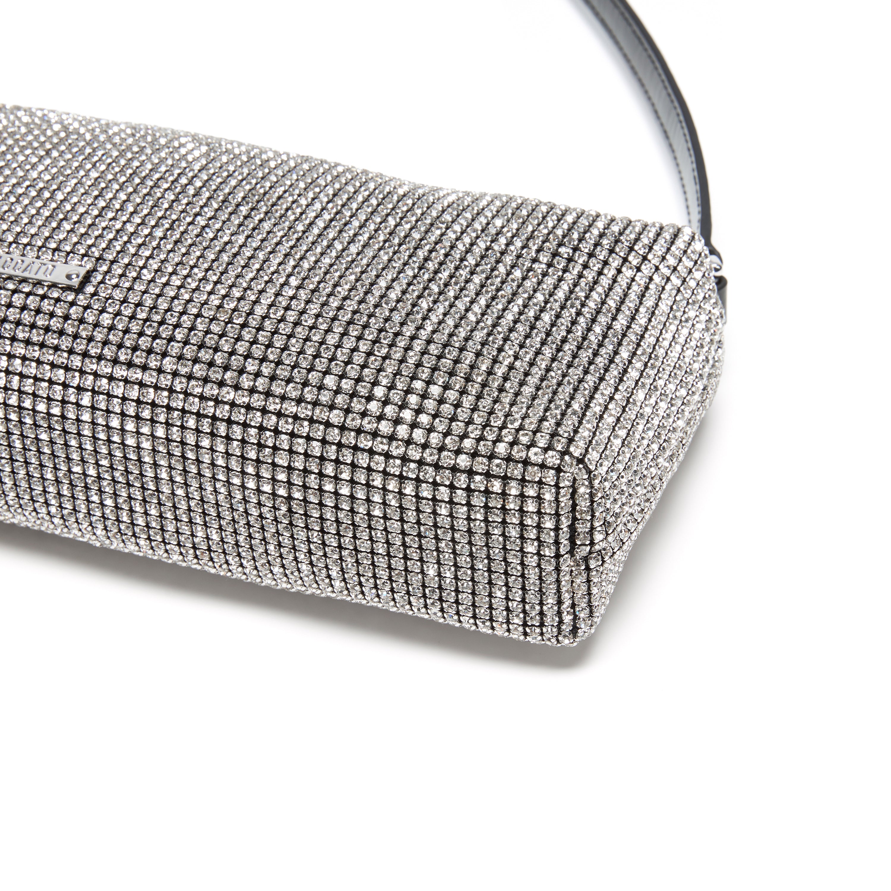 White Rhinestone Charm Shoulder Bag