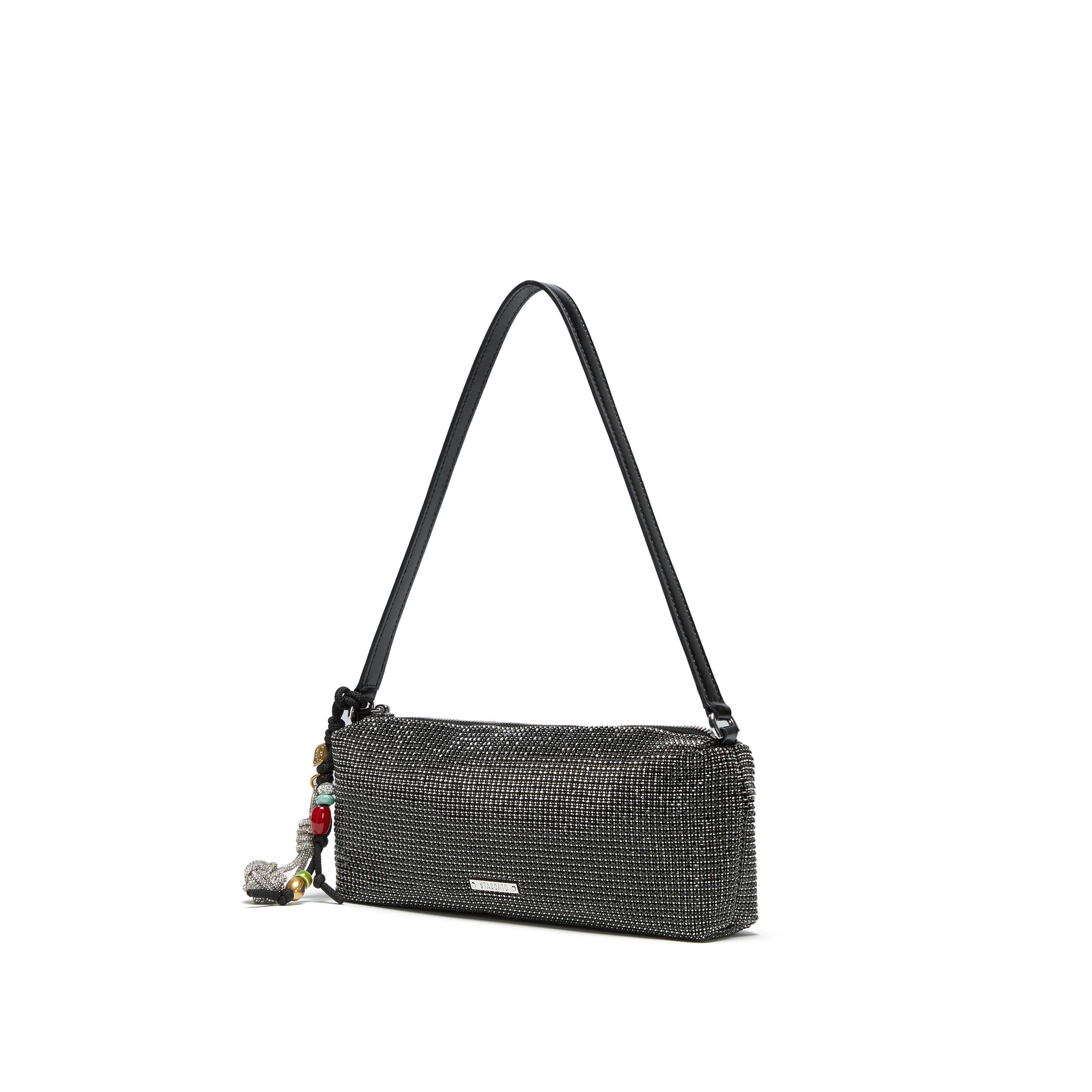 Black Rhinestone Charm Shoulder Bag