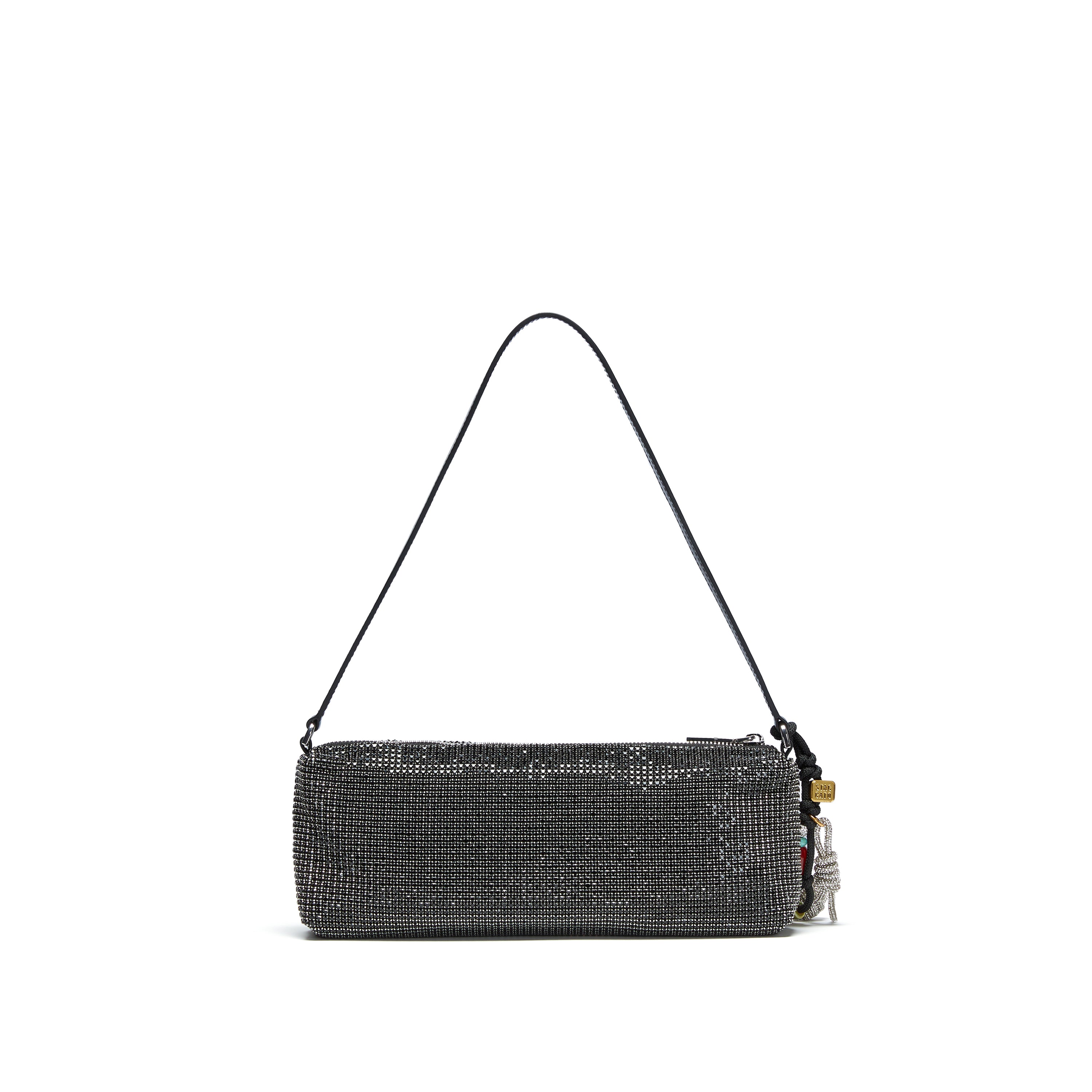 Black Rhinestone Charm Shoulder Bag
