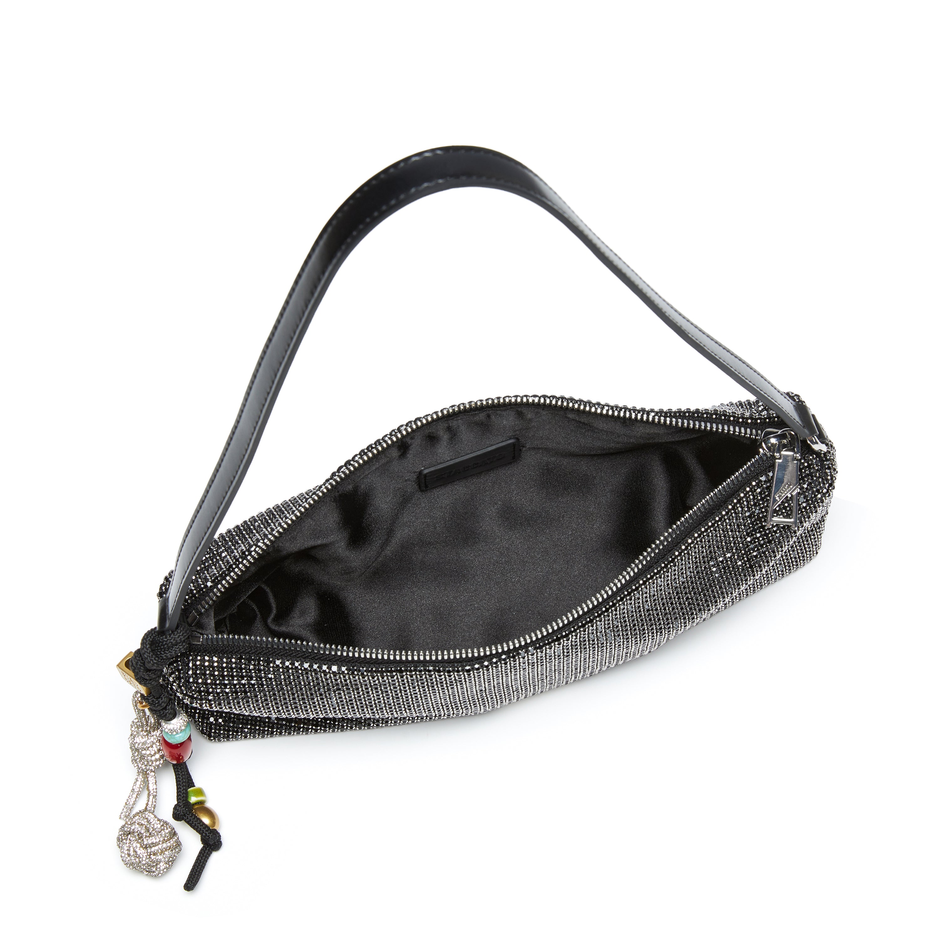 Black Rhinestone Charm Shoulder Bag