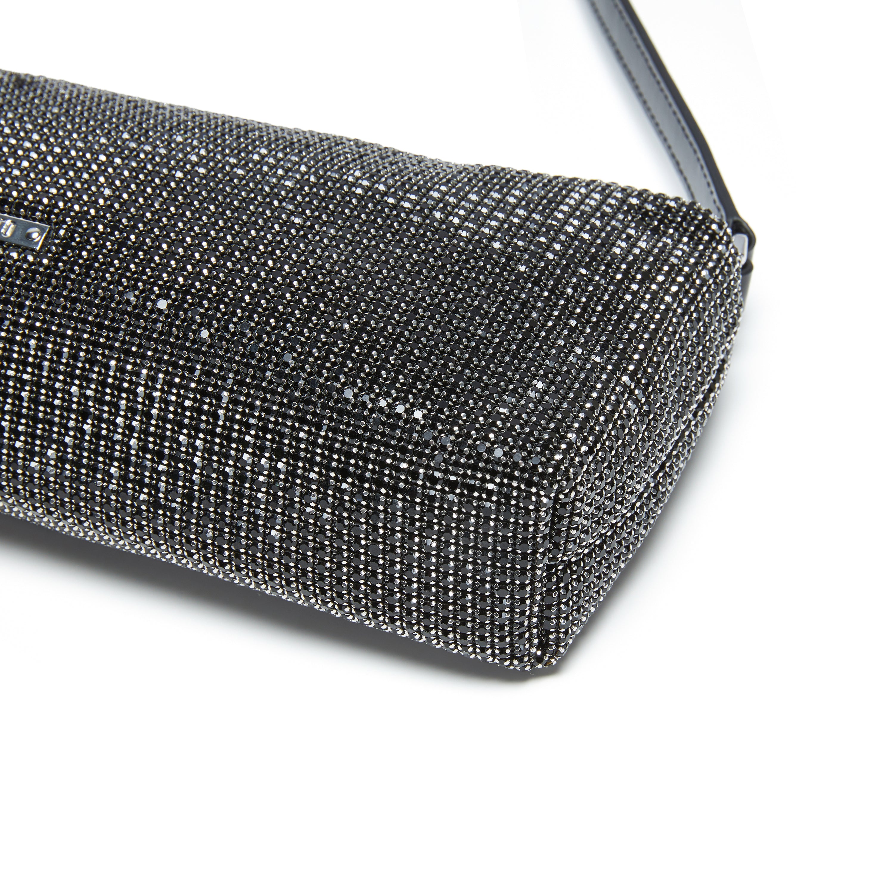 Black Rhinestone Charm Shoulder Bag
