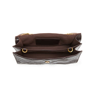 Brown Quilted Leather Chain Flap Shoulder Bag