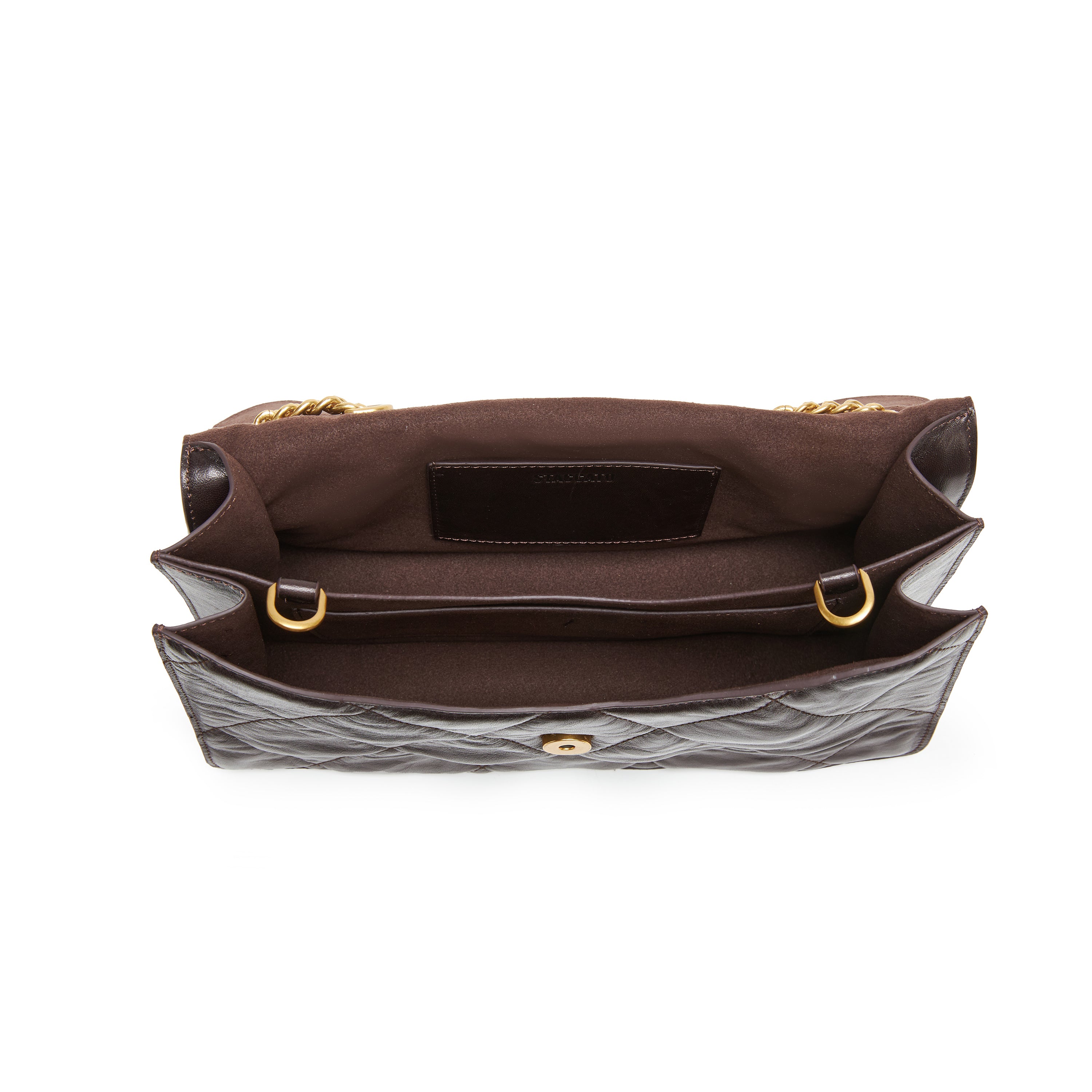 Brown Quilted Leather Chain Flap Shoulder Bag