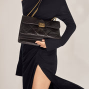 Brown Quilted Leather Chain Flap Shoulder Bag