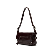 Rusty Brown Vintage Studded Zip Leather Baguette Bag