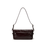 Rusty Brown Vintage Studded Zip Leather Baguette Bag