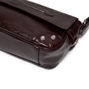 Rusty Brown Vintage Studded Zip Leather Baguette Bag