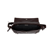 Rusty Brown Vintage Studded Zip Leather Baguette Bag