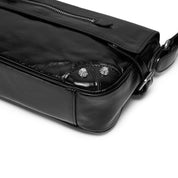 Black Vintage Studded Zip Leather Baguette Bag