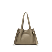 Grey Pebbled Leather Knotted Tote Bag with Charm