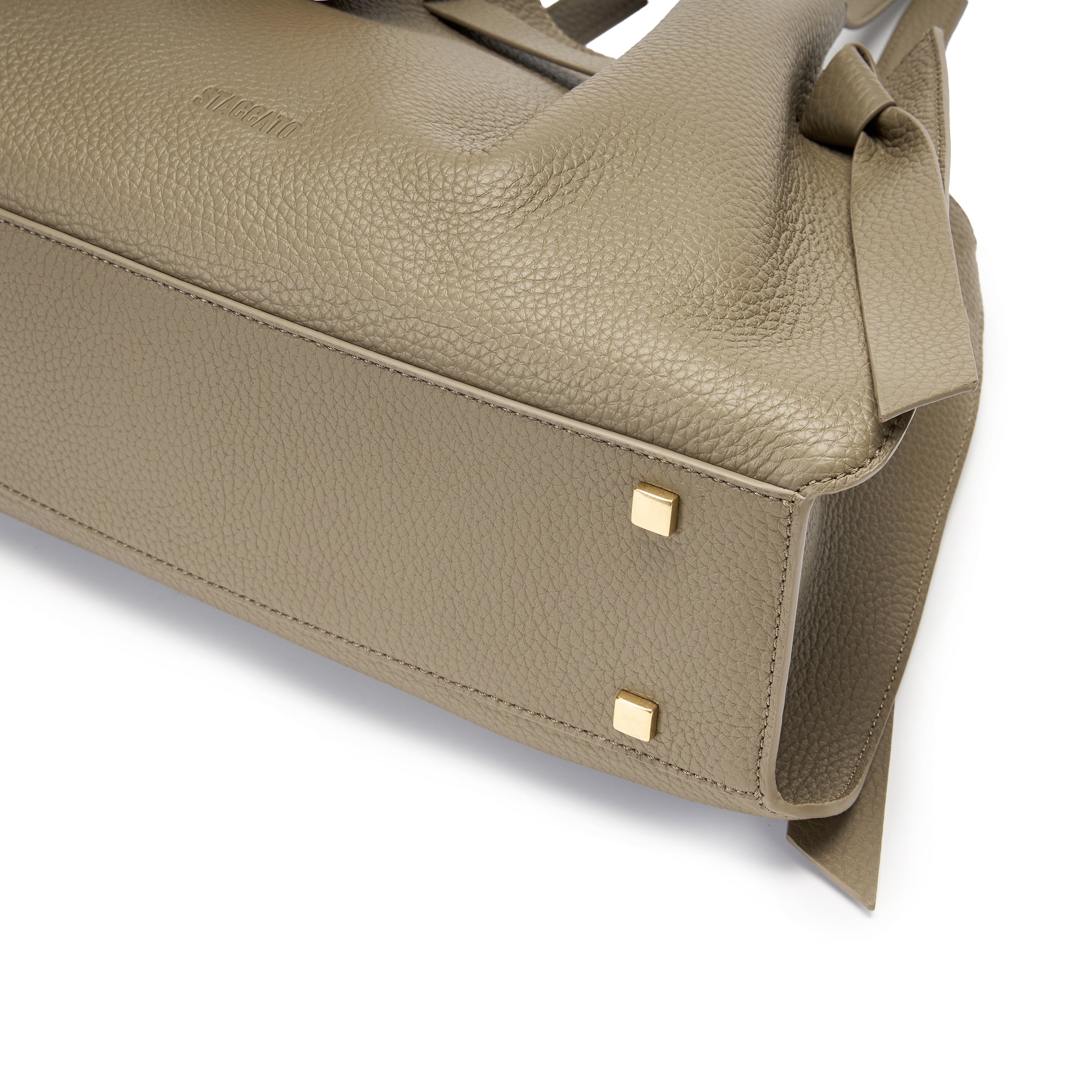 Grey Pebbled Leather Knotted Tote Bag with Charm