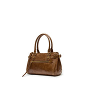 Rusty Brown Vintage Oil Wax Leather Shoulder Satchel Bag