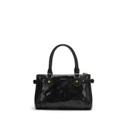 Black Vintage Oil Wax Leather Shoulder Satchel Bag