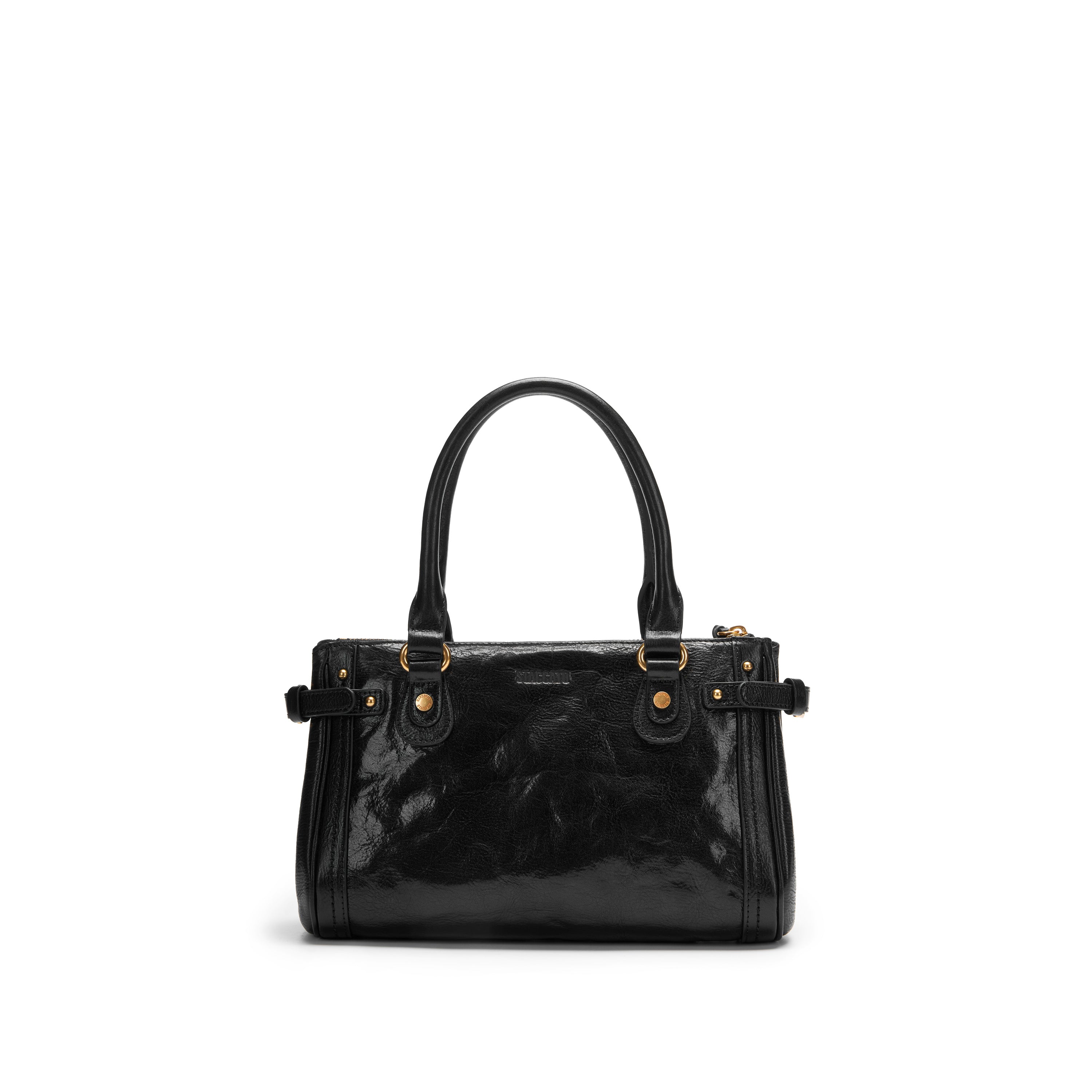 Black Vintage Oil Wax Leather Shoulder Satchel Bag
