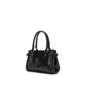 Black Vintage Oil Wax Leather Shoulder Satchel Bag