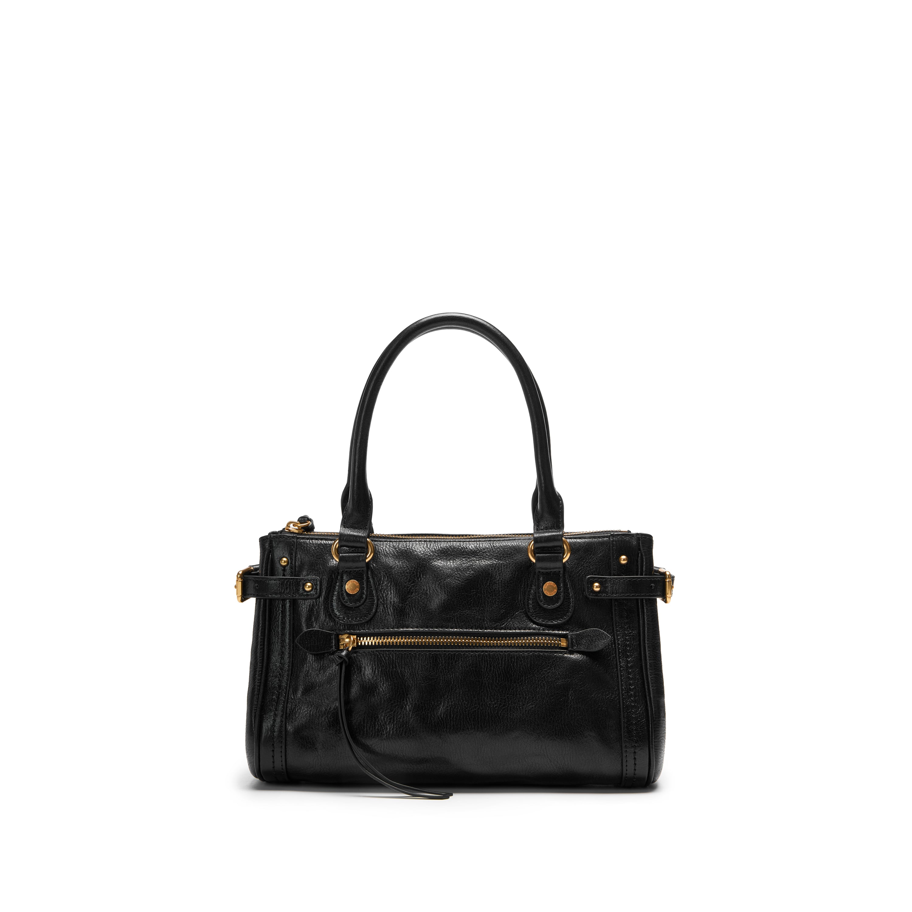 Black Vintage Oil Wax Leather Shoulder Satchel Bag