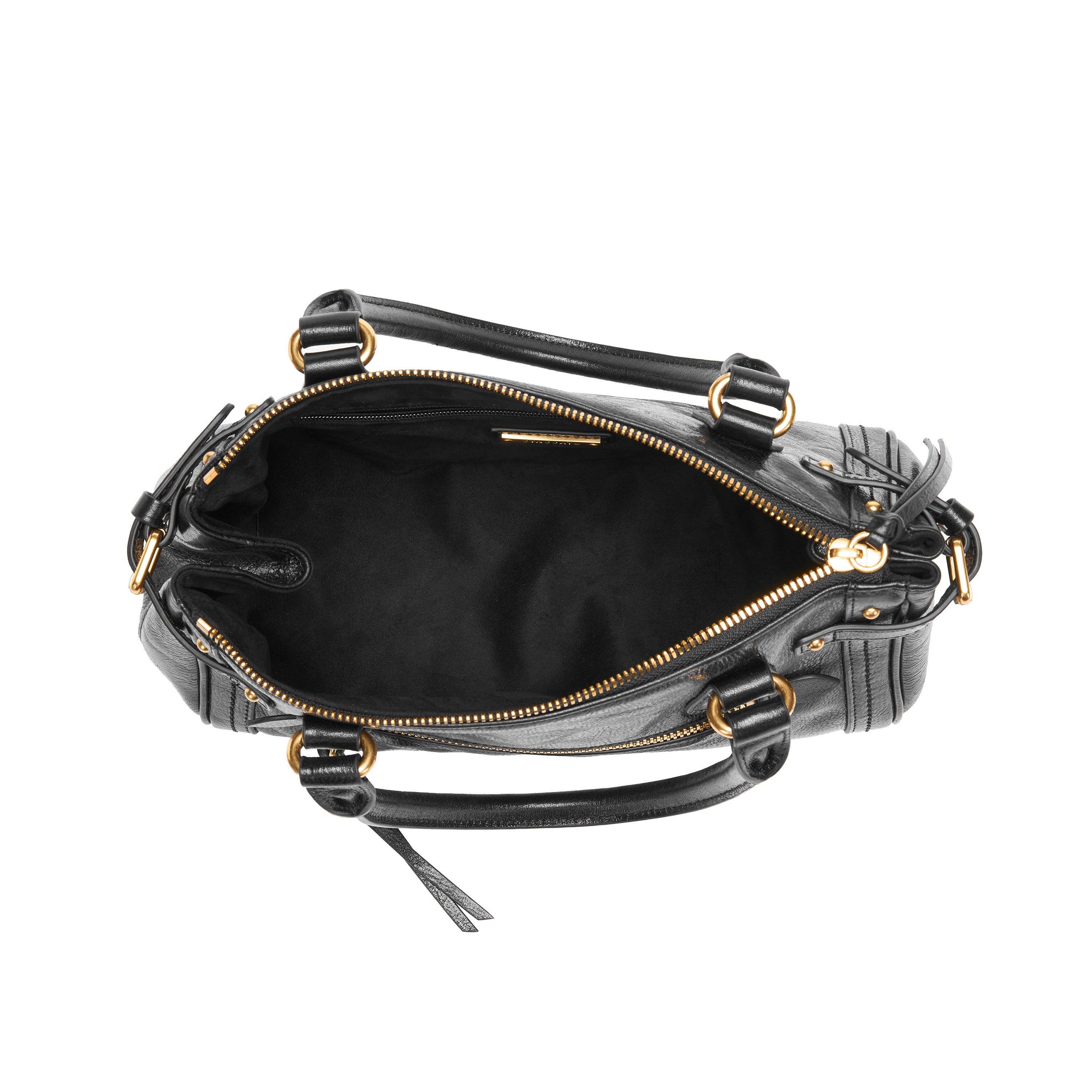 Black Vintage Oil Wax Leather Shoulder Satchel Bag