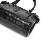 Black Vintage Oil Wax Leather Shoulder Satchel Bag