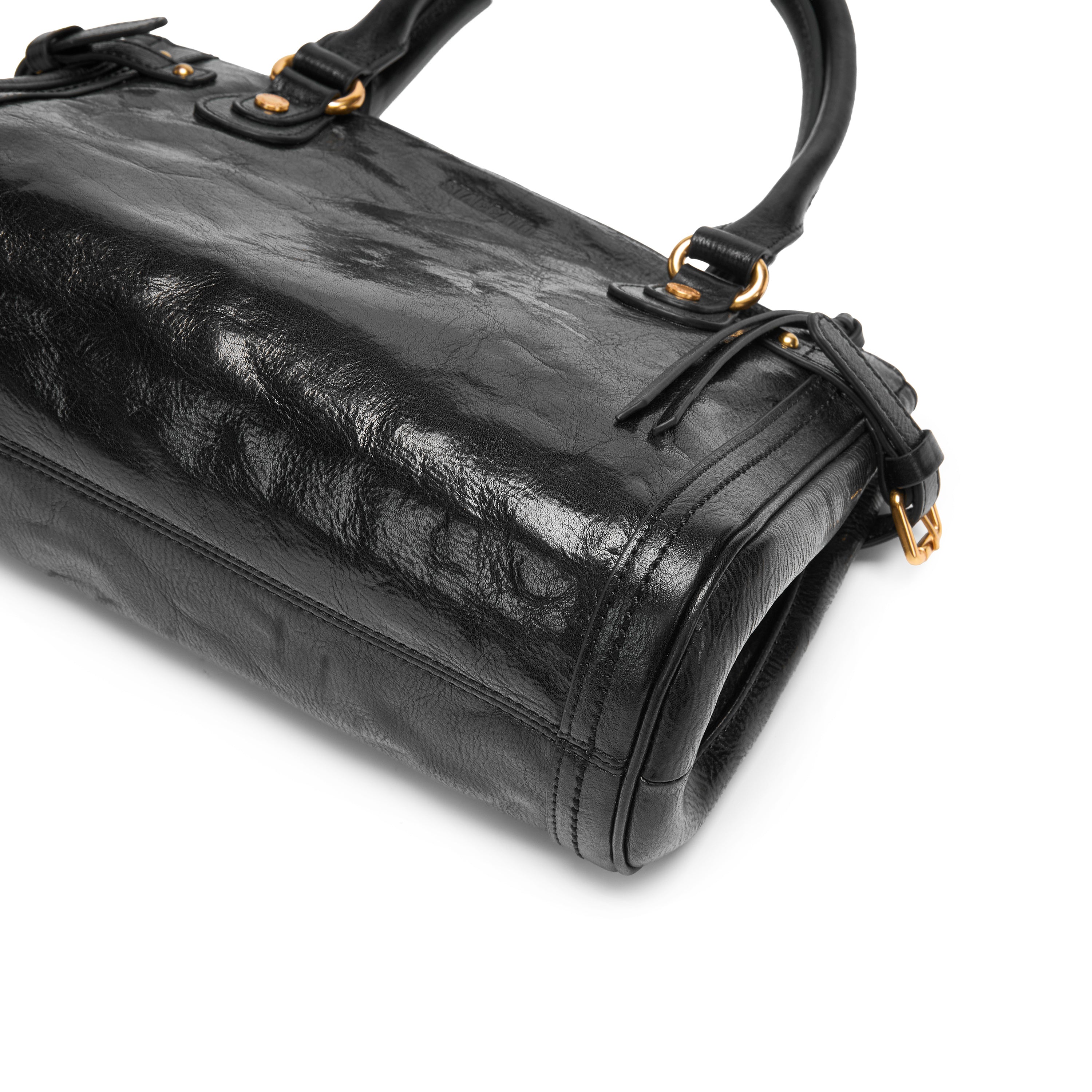 Black Vintage Oil Wax Leather Shoulder Satchel Bag