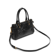 Black Vintage Oil Wax Leather Shoulder Satchel Bag
