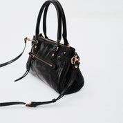 Black Vintage Oil Wax Leather Shoulder Satchel Bag