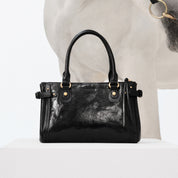 Black Vintage Oil Wax Leather Shoulder Satchel Bag