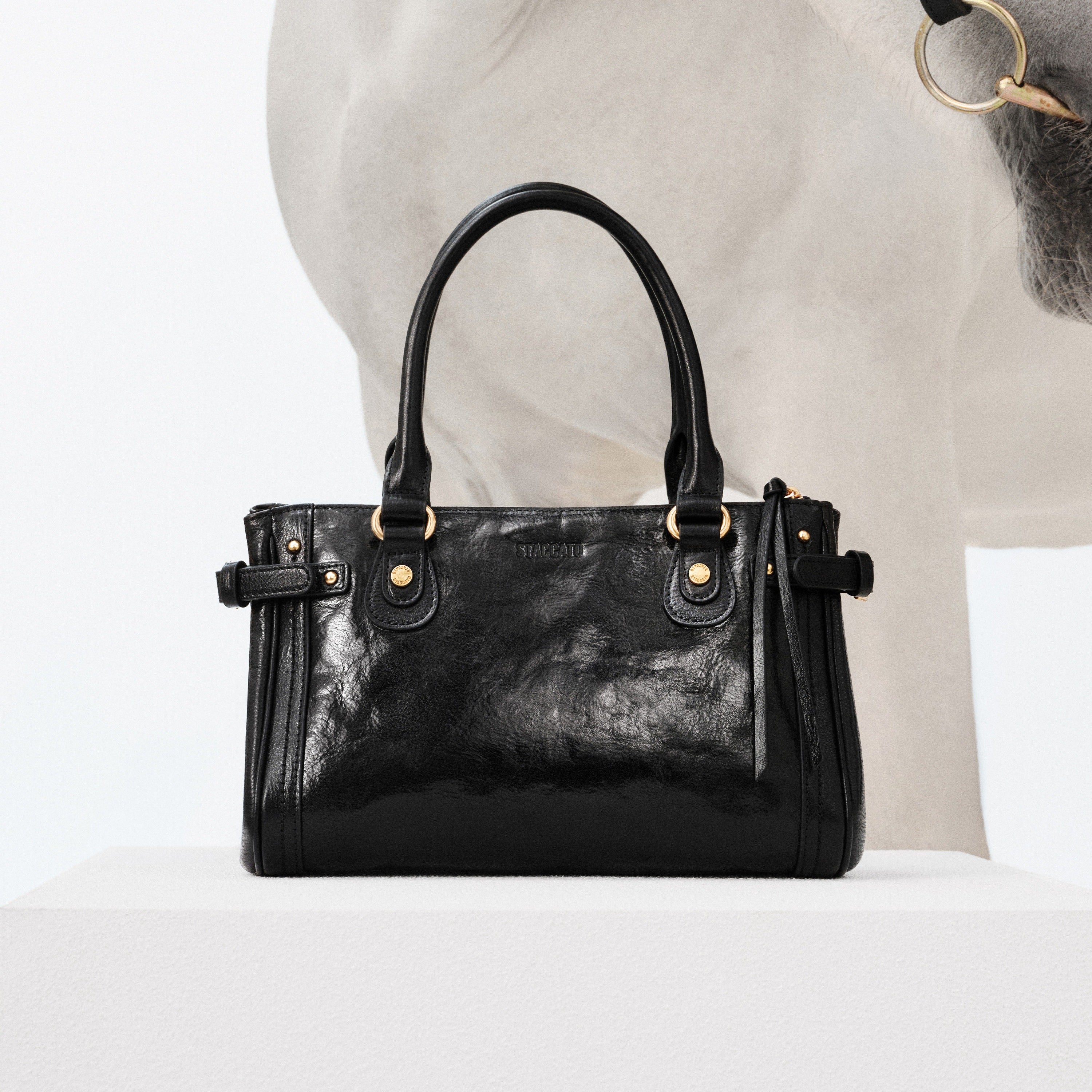 Black Vintage Oil Wax Leather Shoulder Satchel Bag