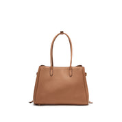 Rusty Brown Pebbled Leather Knotted Tote Bag with Charm