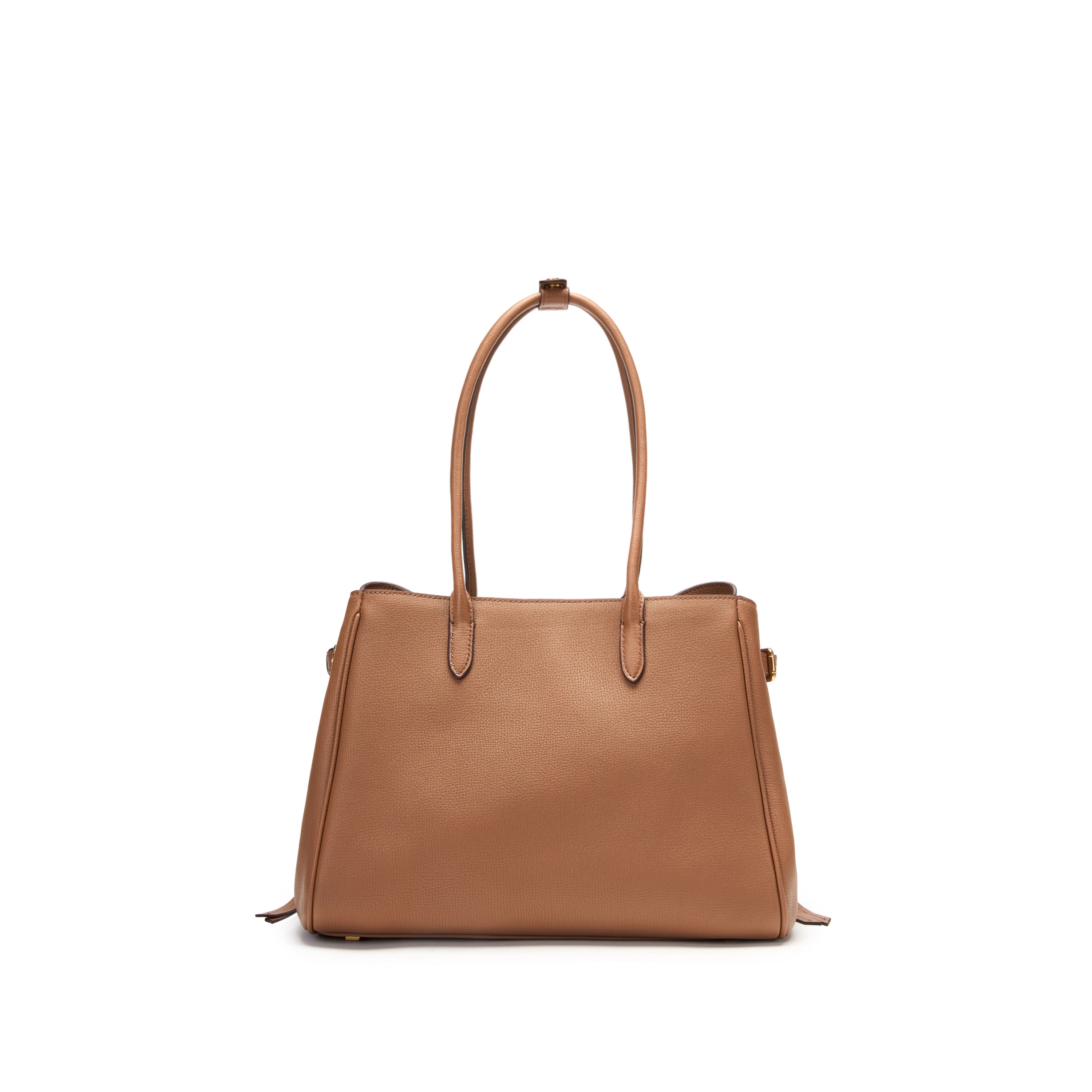 Rusty Brown Pebbled Leather Knotted Tote Bag with Charm