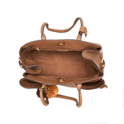 Rusty Brown Pebbled Leather Knotted Tote Bag with Charm