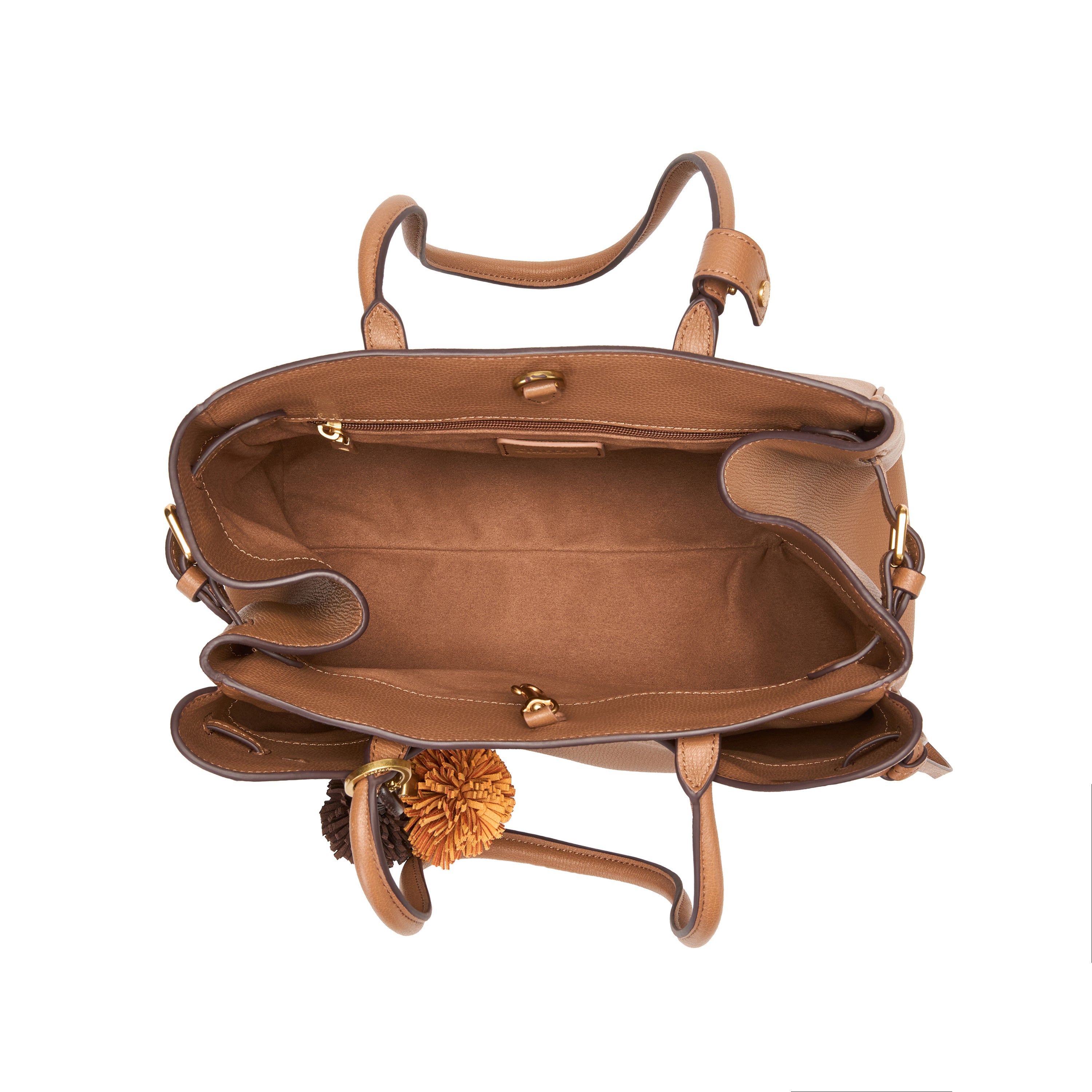 Rusty Brown Pebbled Leather Knotted Tote Bag with Charm