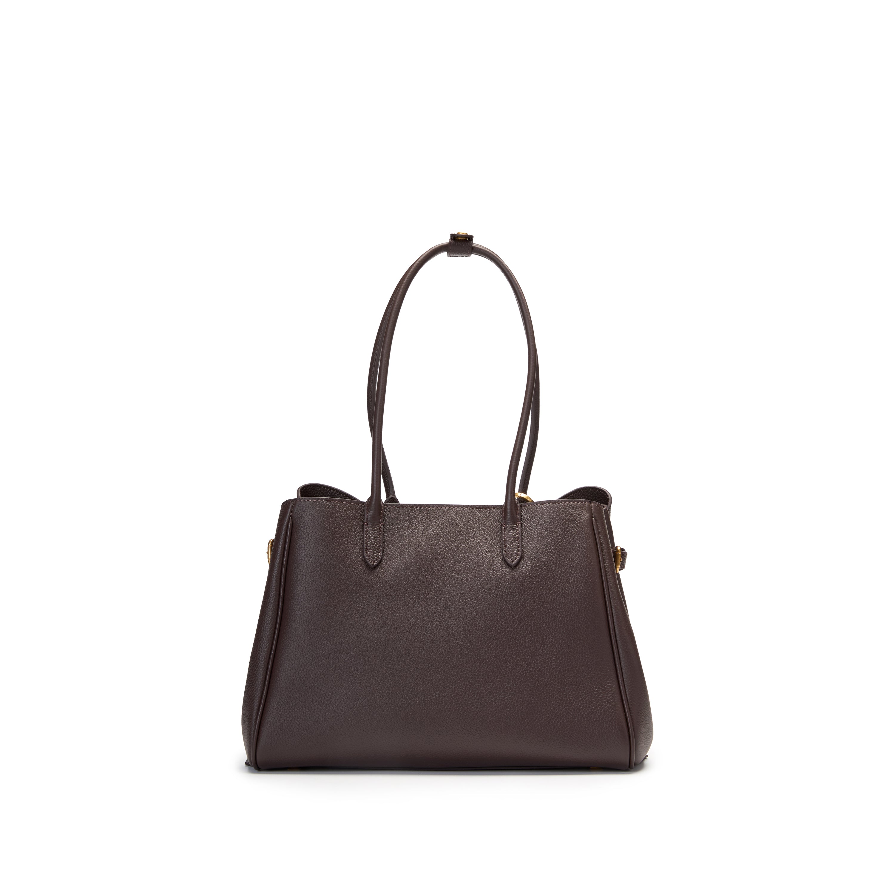 Brown Pebbled Leather Knotted Tote Bag with Charm