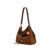 Brown Suede Slouchy Hobo Bag with Fireworks Charm