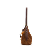 Brown Suede Slouchy Hobo Bag with Fireworks Charm