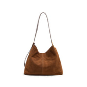 Brown Suede Slouchy Hobo Bag with Fireworks Charm