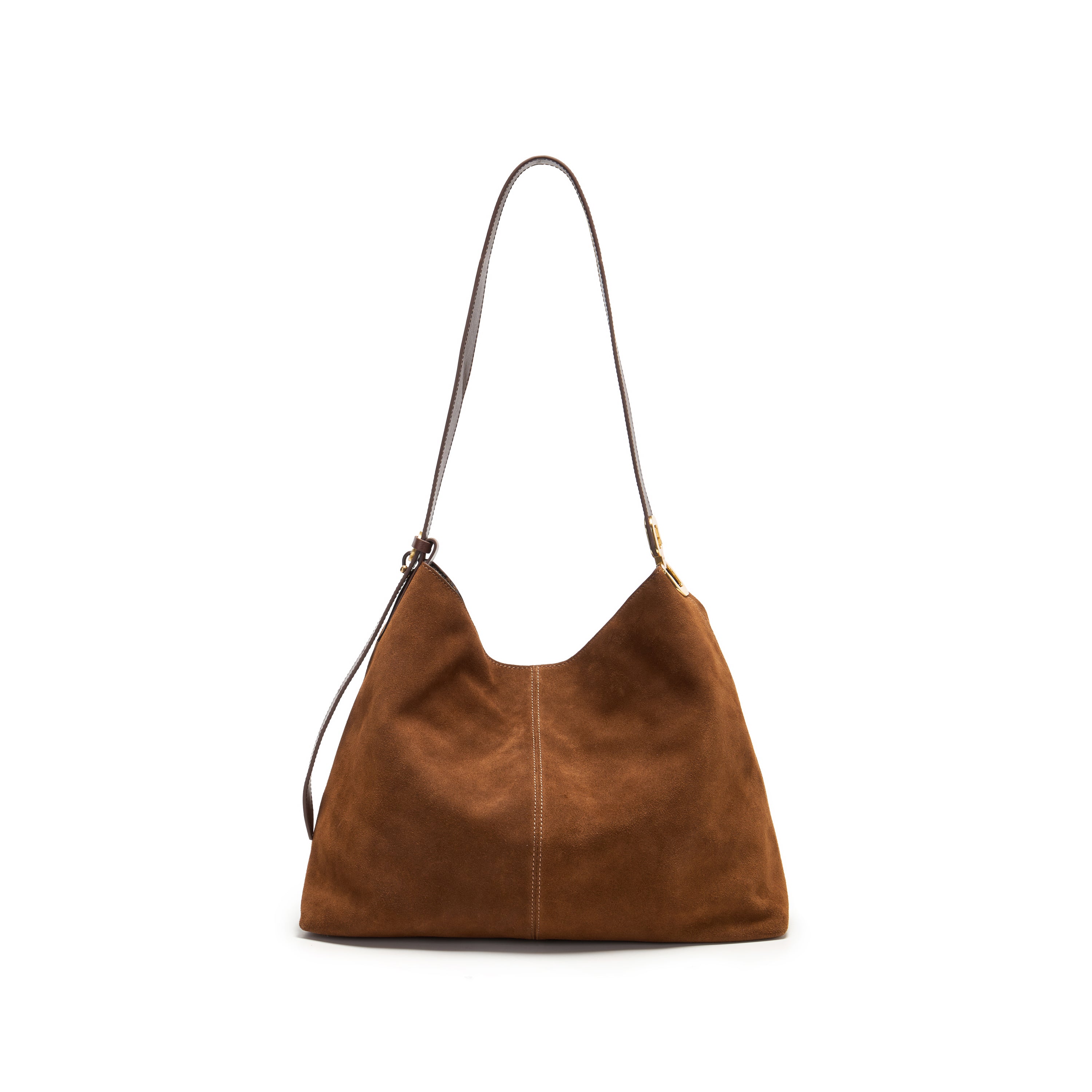 Brown Suede Slouchy Hobo Bag with Fireworks Charm